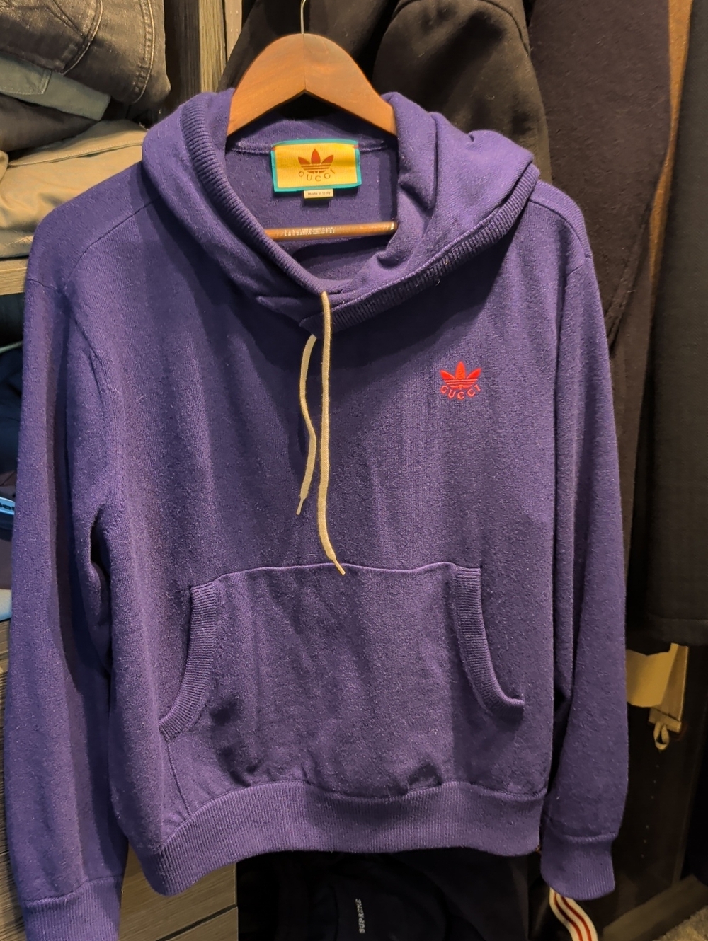 Gucci Purple Hooded Pullover with Red Logo